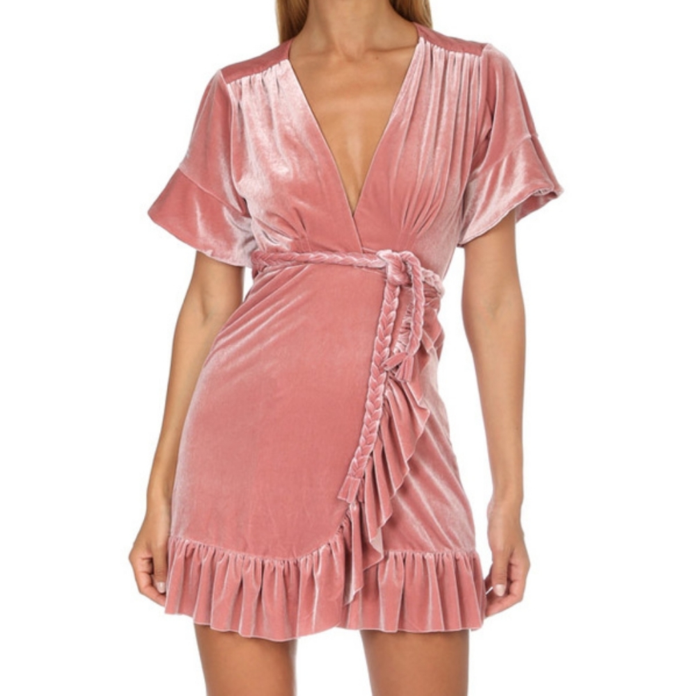 Misa Los Angeles Desma Velvet Wrap Dress Size Small